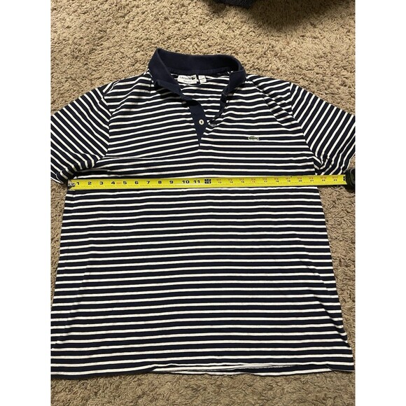 Men’s Lacoste Polo Shirt Navy Blue and White Stripes Size XXL Slim Fit - Picture 5 of 7